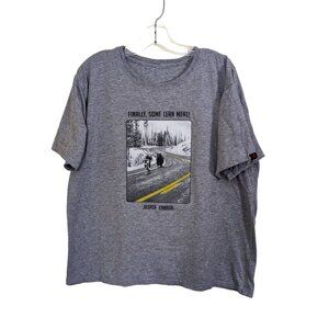 Vintage Y2K Mens XL T Shirt Jasper Canada Gray Novelty Tee Bear Funny Cyclist
